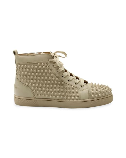 Christian Louboutin Louis Spikes Hightop Sneakers In Beige Leather Athletic Shoes Sneakers in