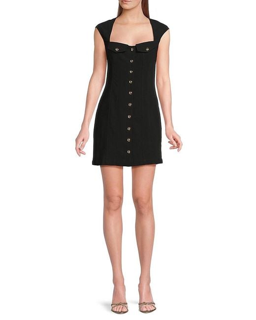 Amanda Uprichard Black Reeves Button-Front Minidress