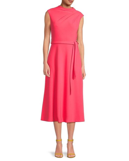 Calvin Klein Pink Belted Midaxi A Line Dress