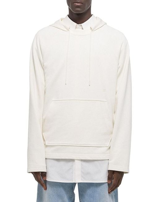 Helmut Lang White Raglan Sleeve Hoodie for men