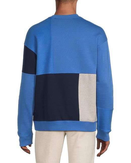 Scotch & Soda Blue Relaxed Fit Colorblock Sweatshirt for men