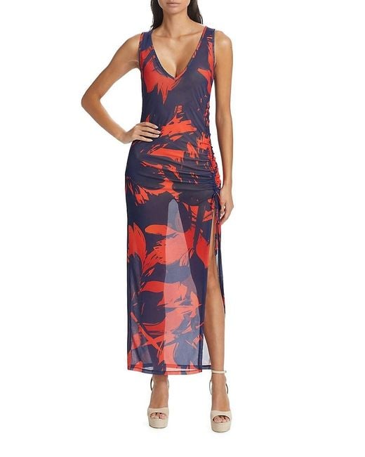 Lamarque Red Hadyl Printed Mesh Maxi Dress