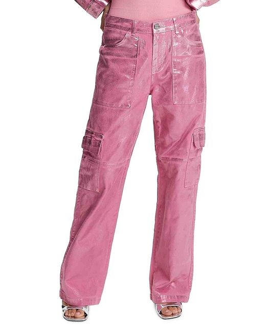 Nocturne Pink Metallic Cargo Jeans