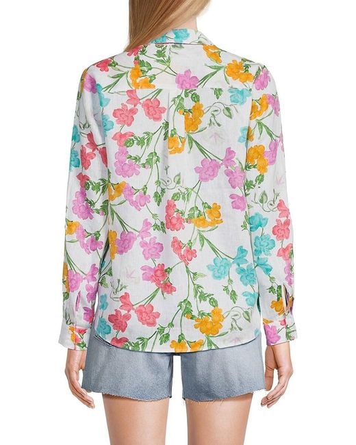 Saks Fifth Avenue White 100% Linen Relaxed-Fit Shirt