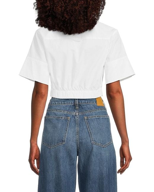 Jonathan Simkhai White Sabrina Cotton Crop Top