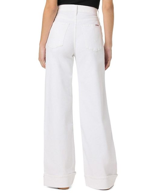 Hudson White Jolene High-rise Wide-leg Cuffed Jeans