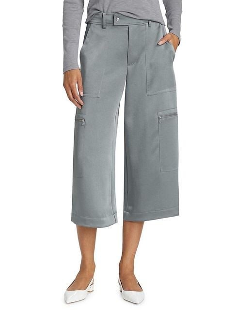 Vince Gray Satin Low-Rise Parachute Pants