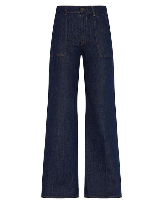 7 For All Mankind Blue Lotta Mid-Rise Wide-Leg Jeans