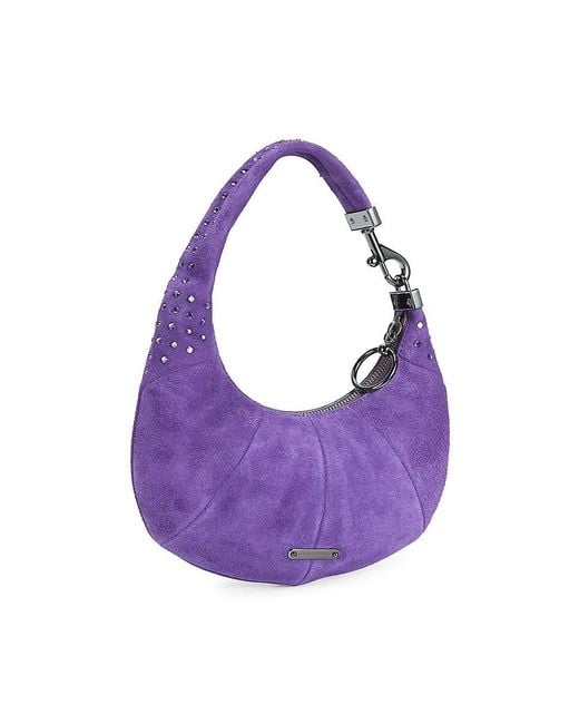 Rebecca Minkoff Purple Studded Suede Hobo Bag