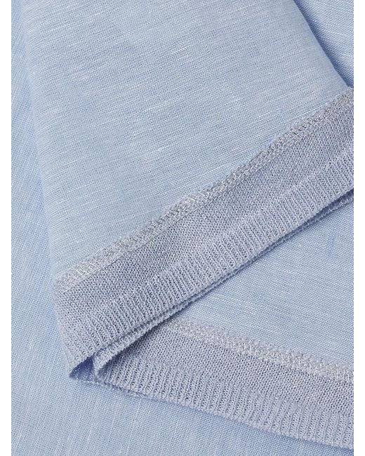 Saks Fifth Avenue Blue 100% Linen T-Shirt