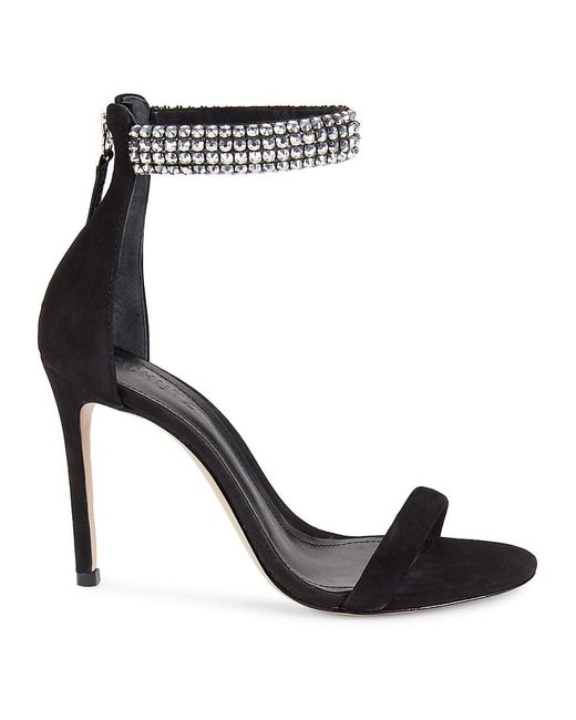 SCHUTZ SHOES Black Dalva Embellished Suede Stiletto Sandals