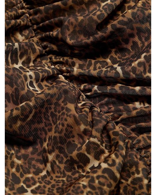 Cami NYC Brown Magdalena Leopard Print Ruched Mini Dress
