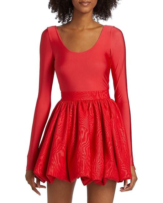 Alice + Olivia Red Chara Bubble-Hem Minidress