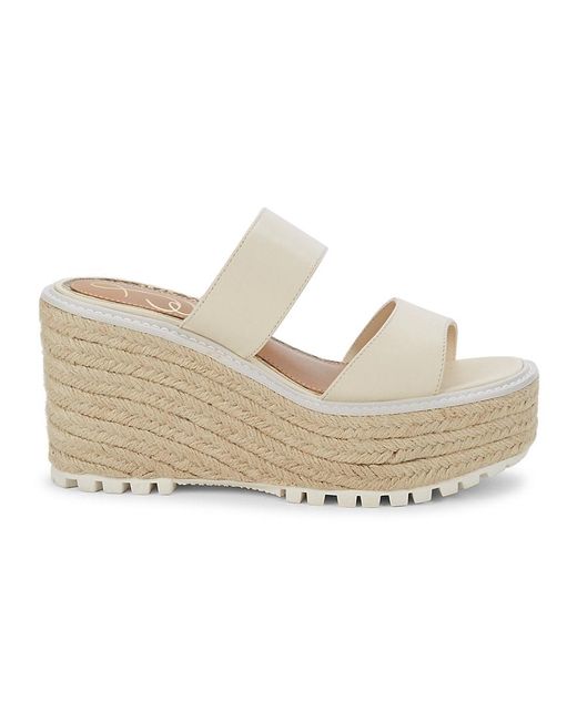 Sam Edelman Luca Leather Espadrille Wedge Sandals in Ivory (White) - Lyst