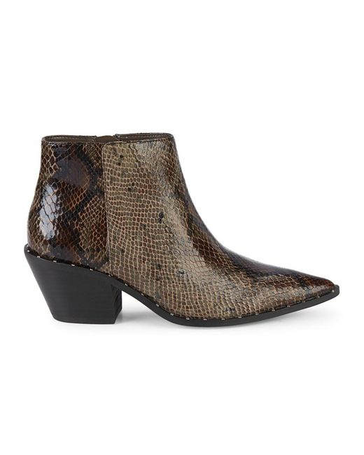 dark brown snakeskin booties