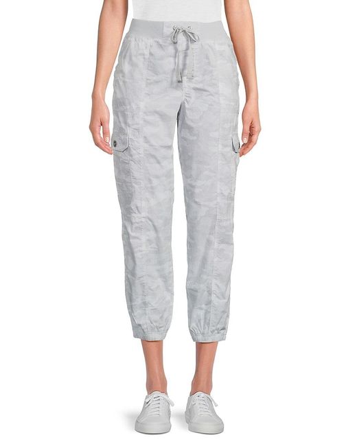 DKNY Gray Camo Print Cropped Cargo Joggers