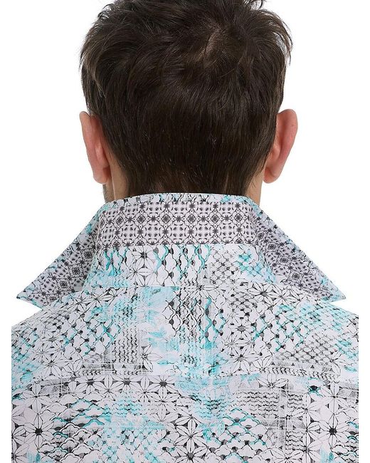Robert Graham Blue Hendriks Abstract Cotton-Blend Shirt for men