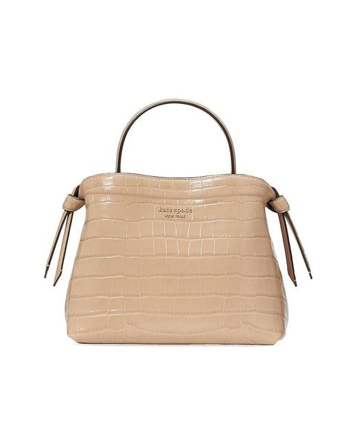 Kate Spade Natural Knott Croc-Embossed Leather Top-Handle Bag
