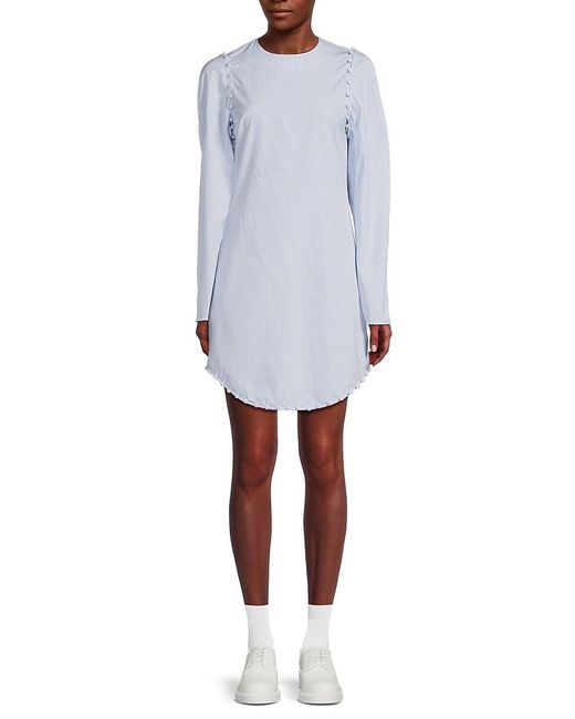 Thom Browne Stripe Mini Shift Dress in White | Lyst