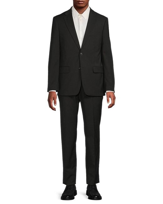 Tommy Hilfiger Black Wool-Blend Two-Button Suit for men