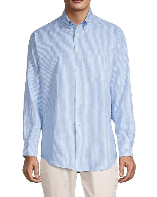 Brooks Brothers Madisonfit Striped Linen Buttondown Shirt in Bright