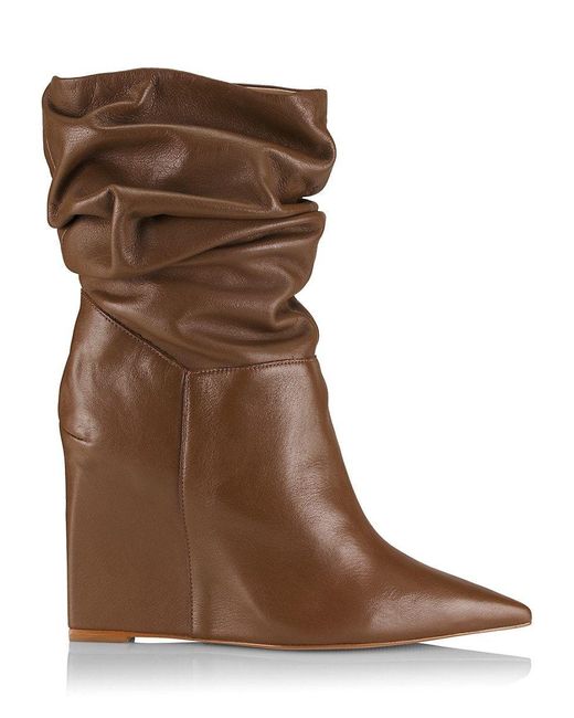 SCHUTZ SHOES Brown Ashlee Leather Wedge Boots