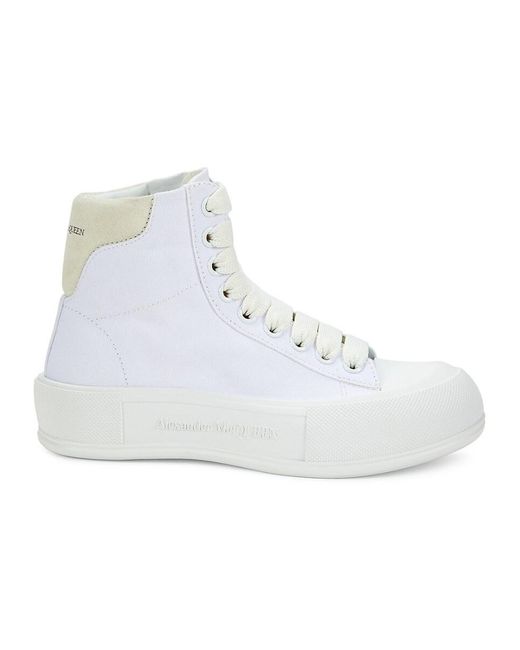 Alexander McQueen White Leather High-Top Sneakers