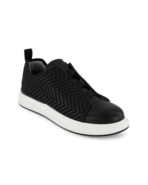 Karl Lagerfeld Black Mixed Media Laceless Sneakers for men