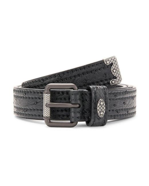 Bottega Veneta Ostrich embossed Leather Tip Belt in Black for Men