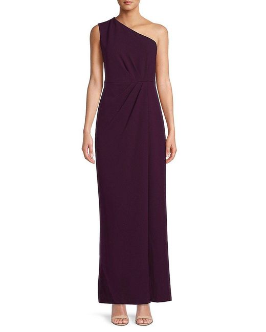 Calvin Klein Purple One-shoulder Column Gown