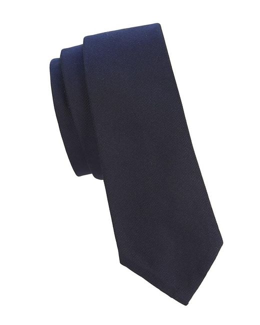 Thom Browne Blue Solid Linen Tie for men