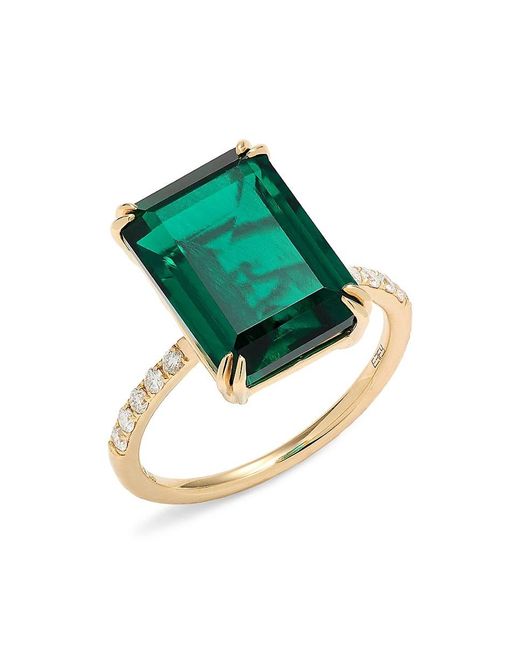 Effy Green 14k Yellow Gold, Lab Grown Emerald & Lab Grown Diamond Ring