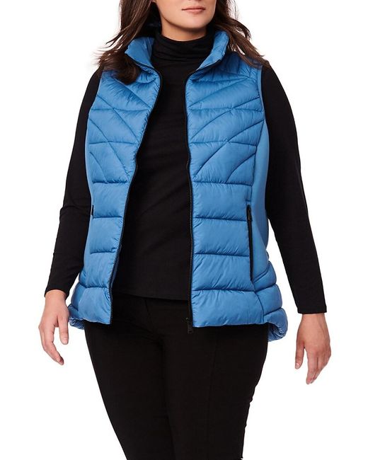 Bernardo Plus Solid Quilted Puffer Vest in Blue Lyst UK