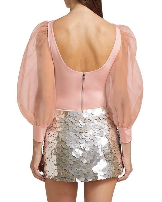 Alice + Olivia White Jillianne Semi-Sheer-Bodysuit