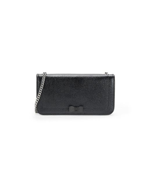 Karl Lagerfeld Black Kosette Bow Leather Wallet On Chain