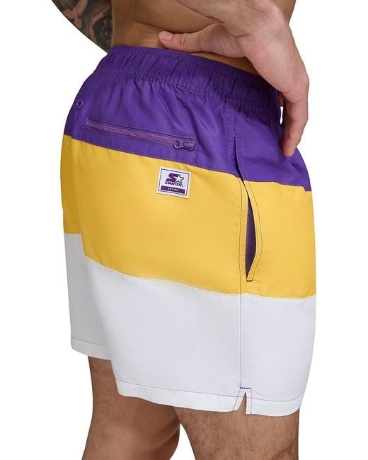 Starter Blue Colorblocked Volleyball Shorts for men