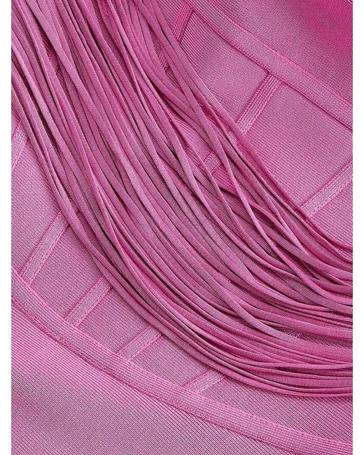 Hervé Léger Pink Bandeau Bodycon Midi Dress