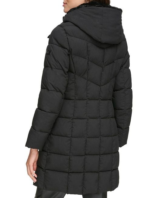 Dkny faux fur hood puffer coat with bib hotsell