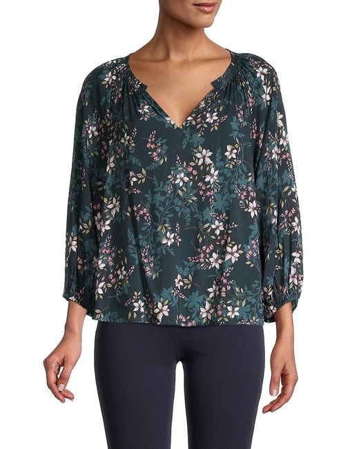 Velvet Synthetic Valeria Floral Peasant Top in Green Lyst