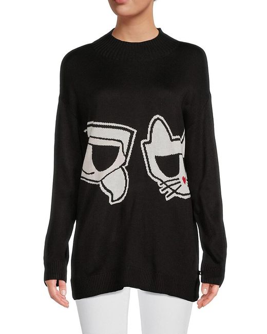 Karl Lagerfeld Black Karl Choupette Longline Sweater