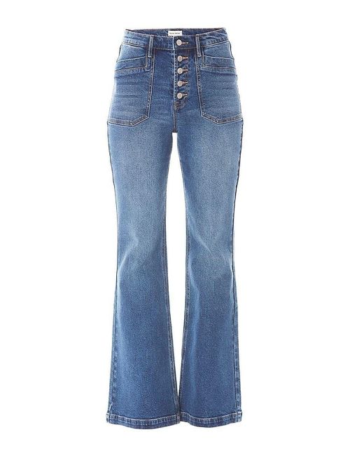 Nicole Miller Button Fly High Rise Flare Jeans in Blue | Lyst