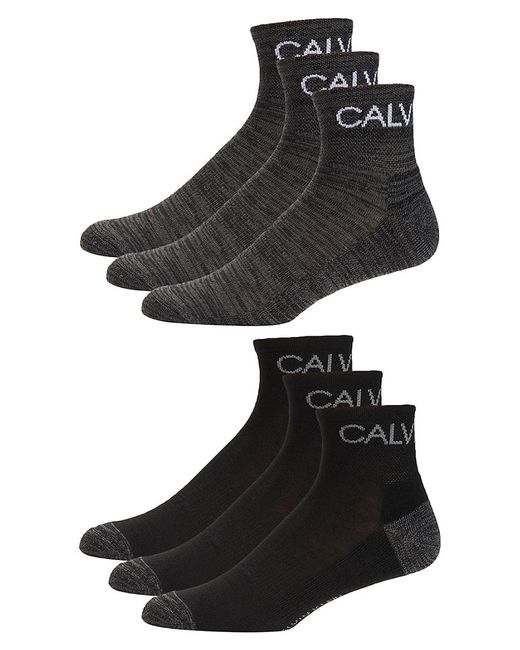 Calvin Klein 6pack Quarter Length Socks in Black for Men Lyst UK