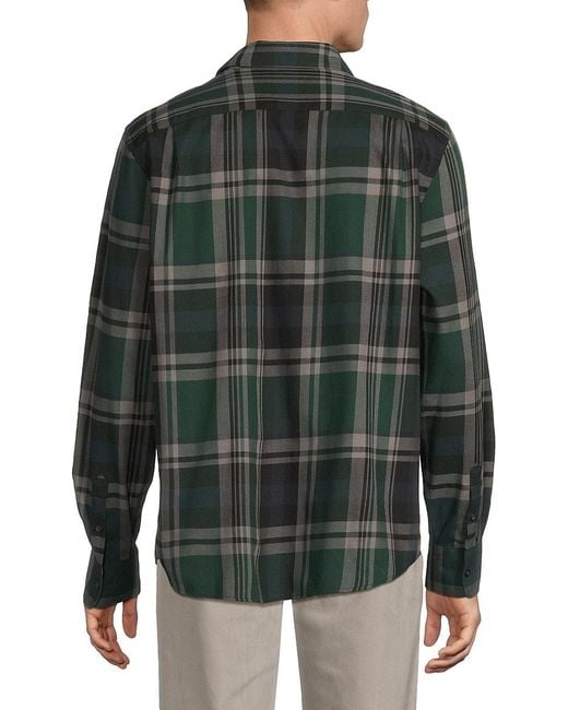 Vince Black Cambria Plaid Cotton Shirt for men