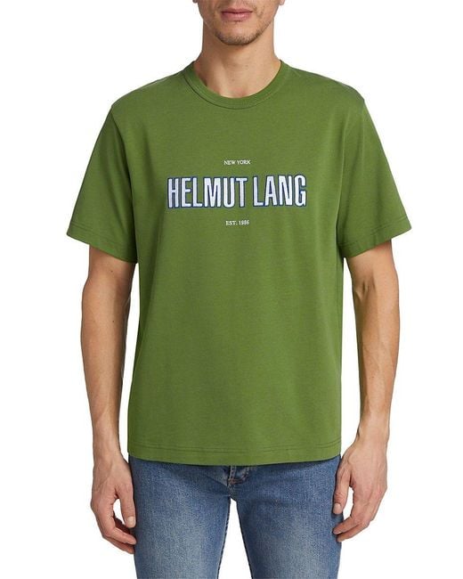 Helmut Lang Outline Crewneck T Shirt in Green for Men Lyst