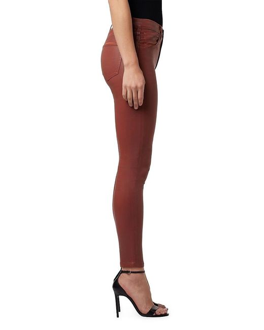Joe's Jeans Red The Charlie High-Rise Stretch Coated Skinny Ankle Jeans