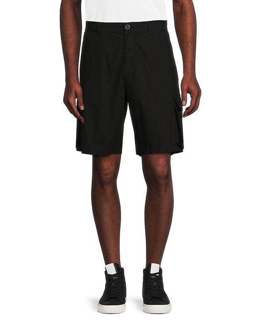John Elliott Black Solid Flat Front Shorts for men