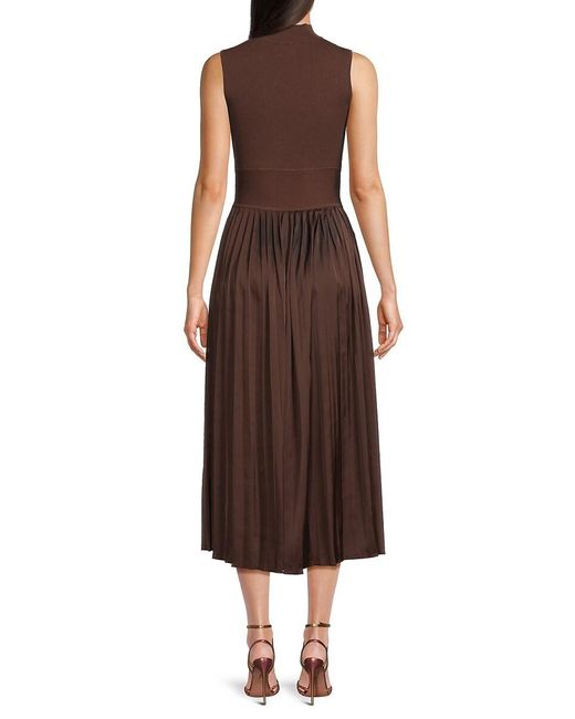 10 Crosby Derek Lam Brown Maizie Pleated A-Line Midi-Dress
