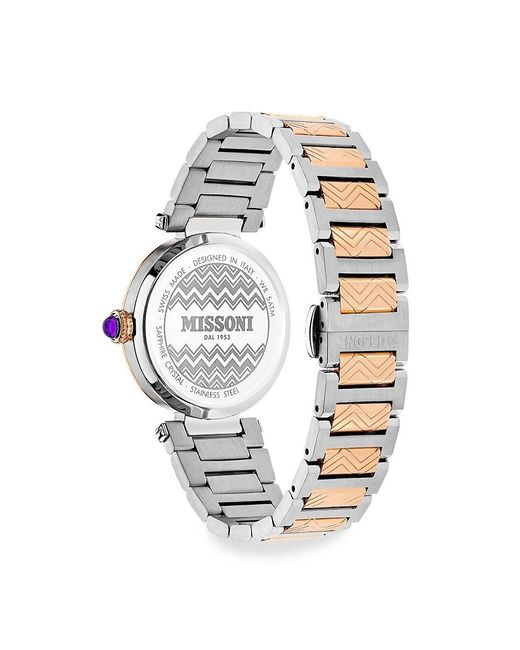 Missoni White Atelier 35mm Two Tone Stainless Steel Bracelet Watch