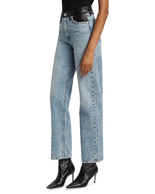 Rag & Bone Blue Shea High-Rise Straight-Leg Combo Jeans