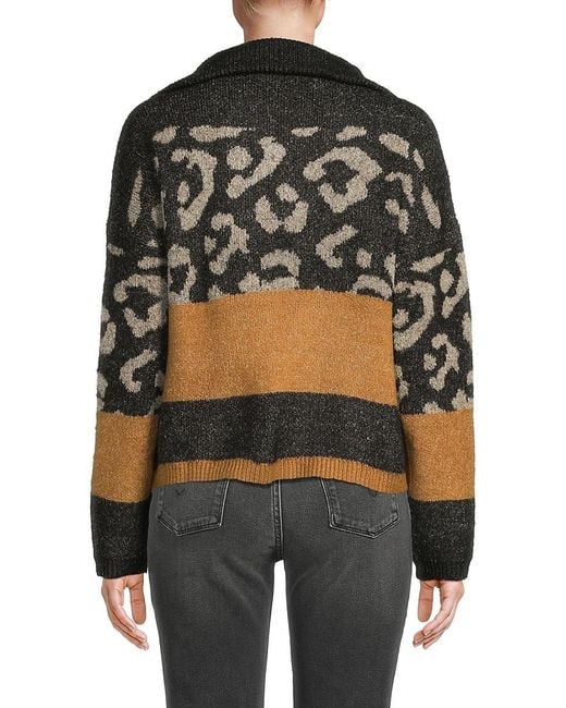 Joseph A Black Animal-Print Drop Shoulder Jacket